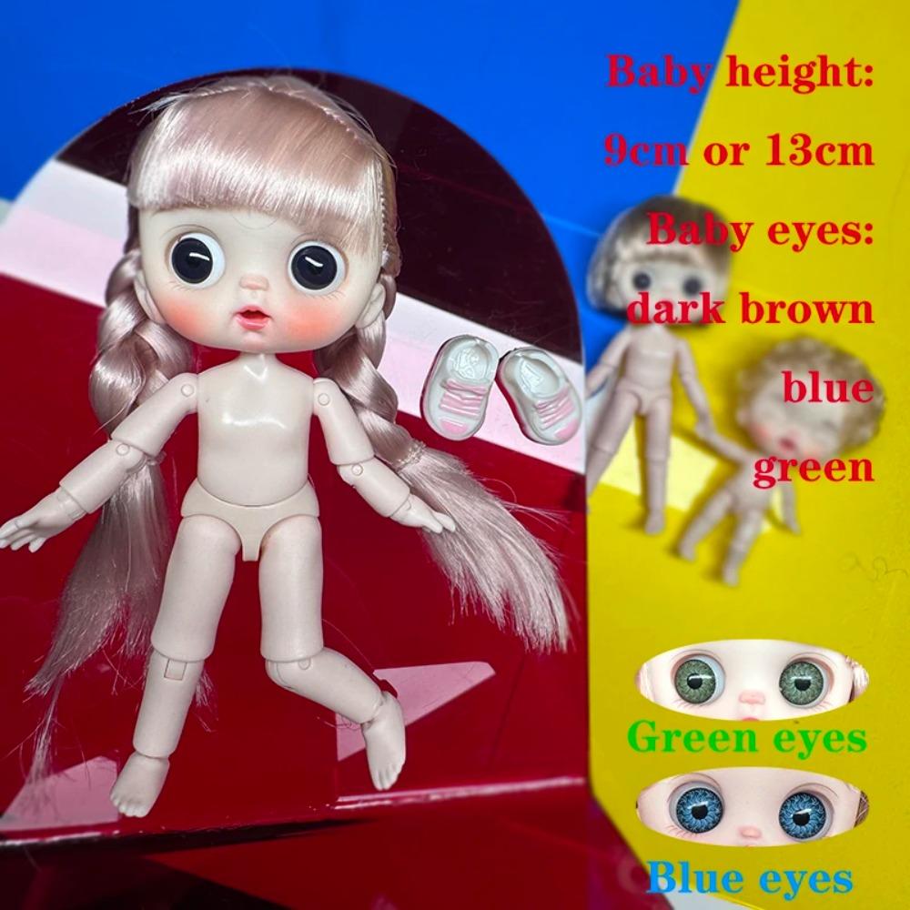 Cute Mini bjd Doll Girl Boy Bald head Ob11 1/12 Naked DIY Toys Handmede Dolls full Body Green Blue eyes Art Doll Accessories Art