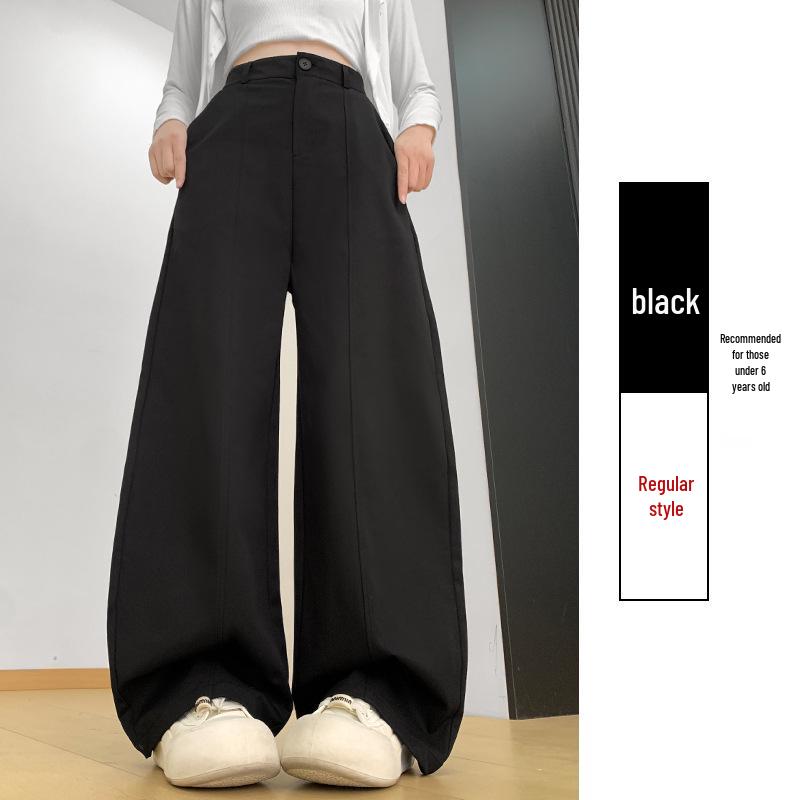 Women s Retro High-Waisted Wide-Leg Pants - Versatile Straight-Leg Casual Drapey Workwear Medium