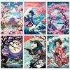 DIY Diamantmalerei Kirschblüte Fuji Berg Landschaft Mosaik Stickerei Kreuzstich Set Wohnzimmer Haus Kunst Wanddekoration