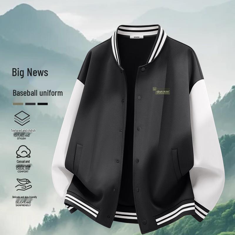 MINISO Men s 2026 Color-Block Baseball Jacket L