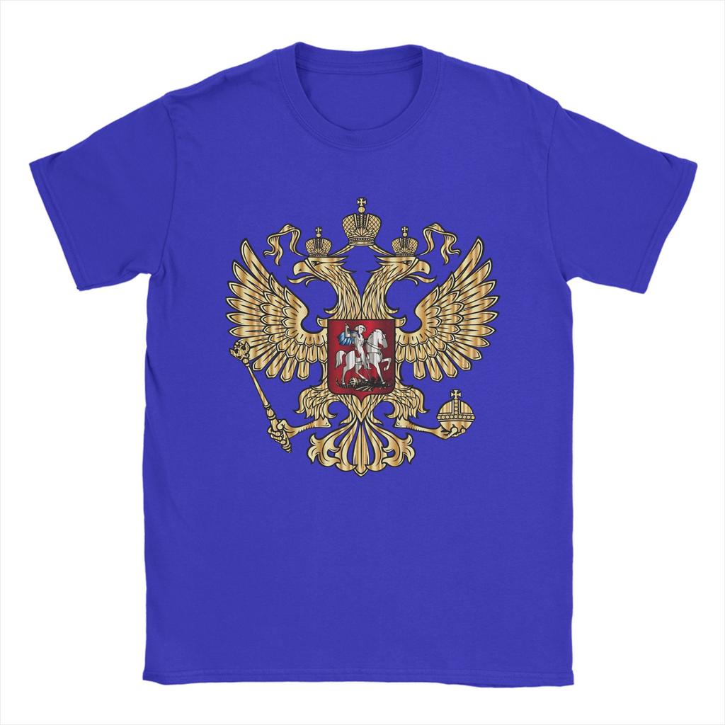 Russian Coat of Arms TShirts Men Russia Emblem Novelty Pure Cotton Tee Shirt Crew Neck Short Sleeve T Shirts Printed Tops
