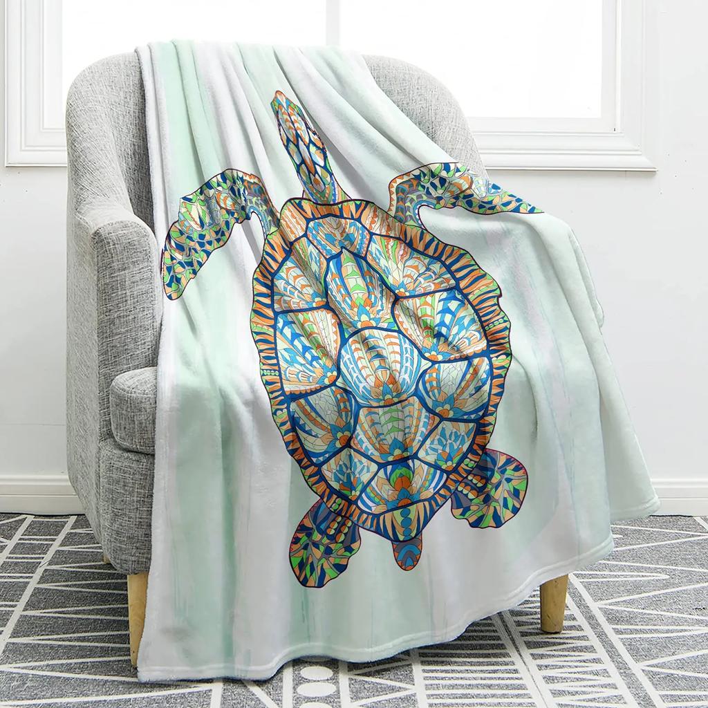 Flannel Fleece Bed Blankets Lightweight Cozy Throw Blanket for Couch Sofa Bedroom Adults Teen Sea Turtle Ocean Animal Landscape