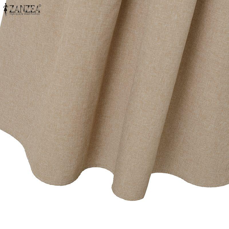 ZANZEA Women Elegant Doll Collar Summer Casual Sleeveless Dress