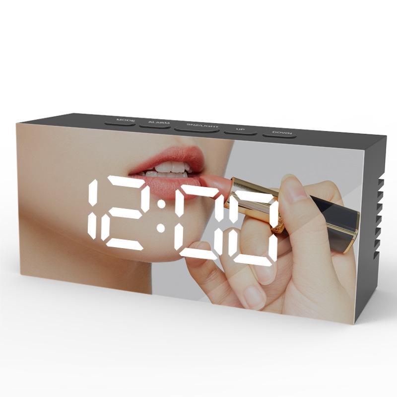 

Simple LED Digital Mirror Alarm Clock for Students and Children - Desktop Size White light чёрный