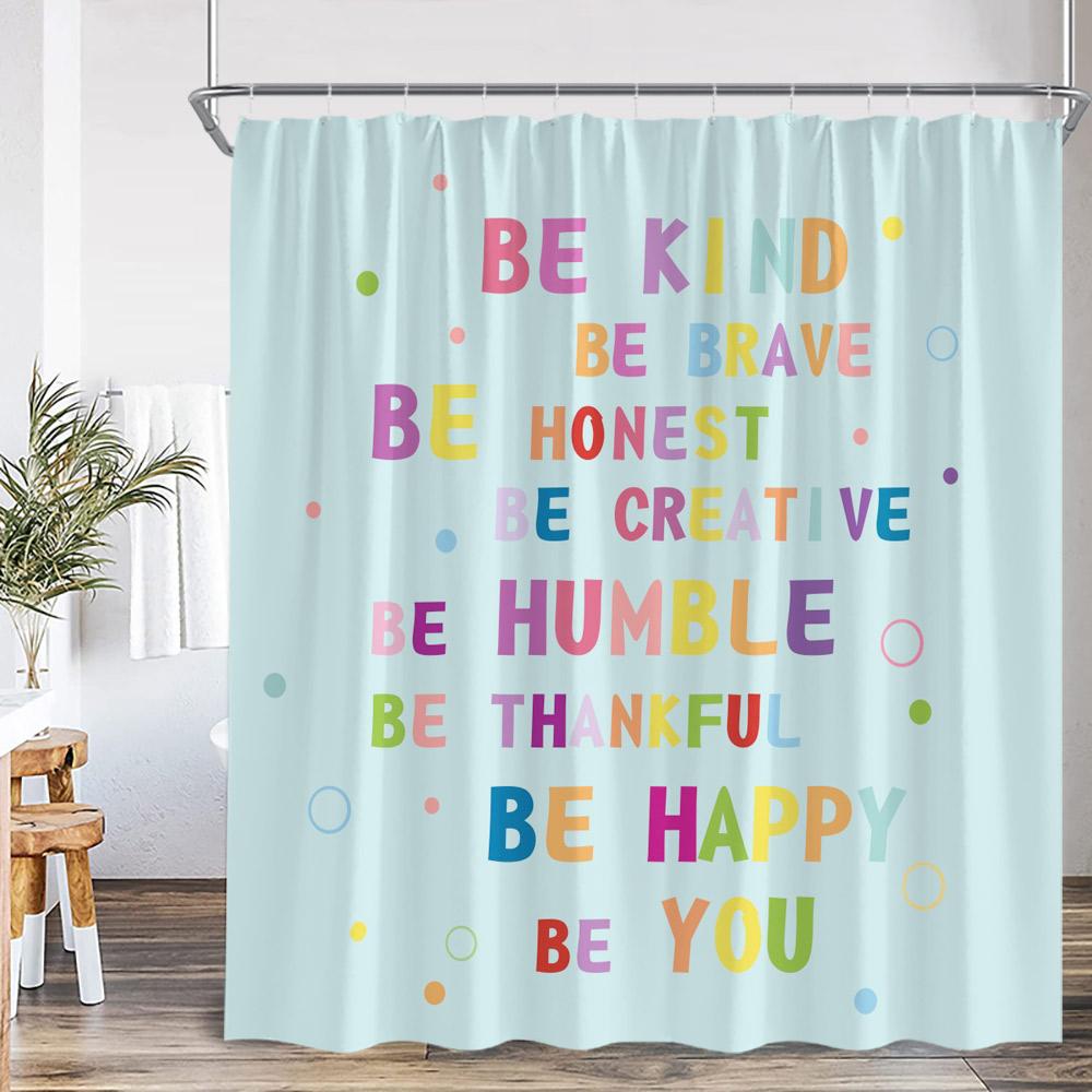 Colorful Inspirational Quote Kids Shower Curtain Rainbow Positive Words Lovely Bathroom Decor Children Bath Curtain With Hooks