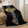 Gothic cross with intricate floral and skull designs, serpent motif. for all seasons blanket lunch break throw gift