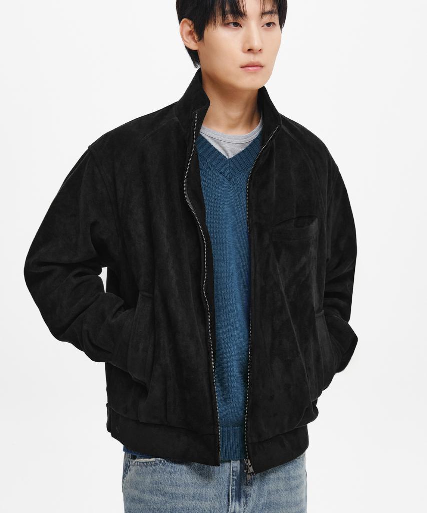 INTEMPOMOOD High-Neck Suede Jacket_Black