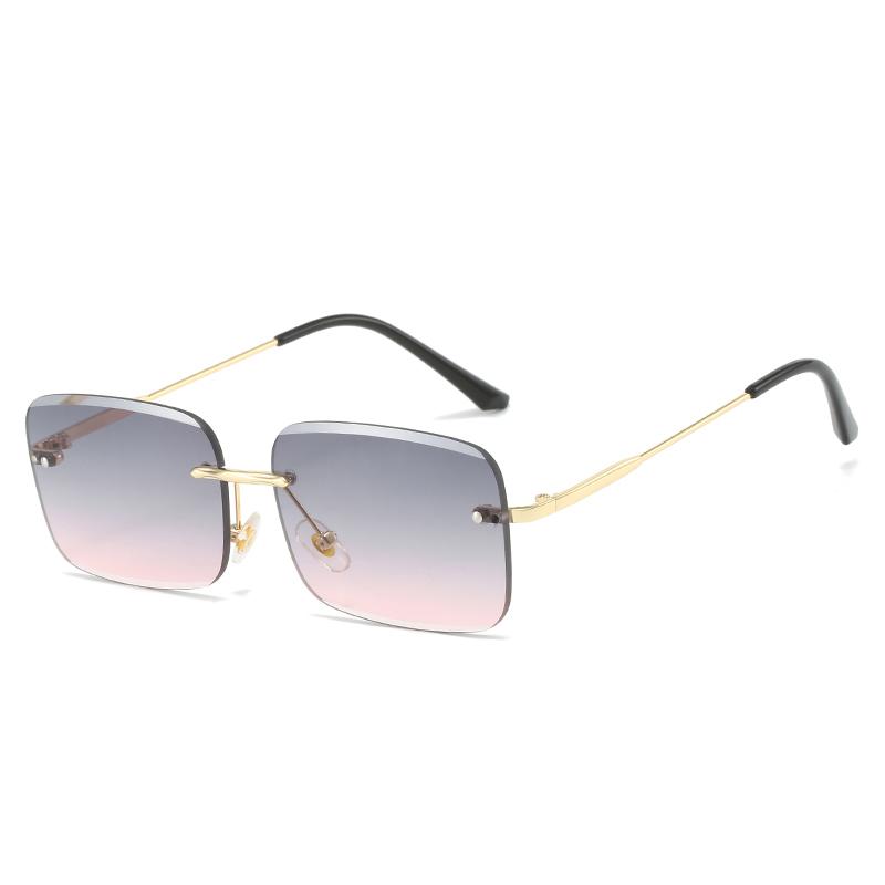 Retro Frameless Sunglasses Women Brand Designer Rimless Gradient Sun Glasses Fashion Shades Cutting Lens Metal Eyewear