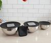 3-piece Stainless Steel Mixing Bowl Set with Grater Attachment 16-20-24 Cm 9 Pieces