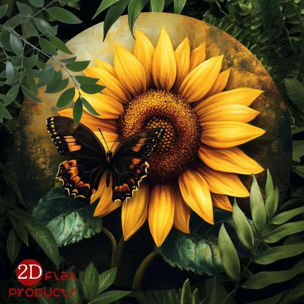 Sunflower Butterfly Metal Art Home Bar Office Wall Decor Gift 40x30cm