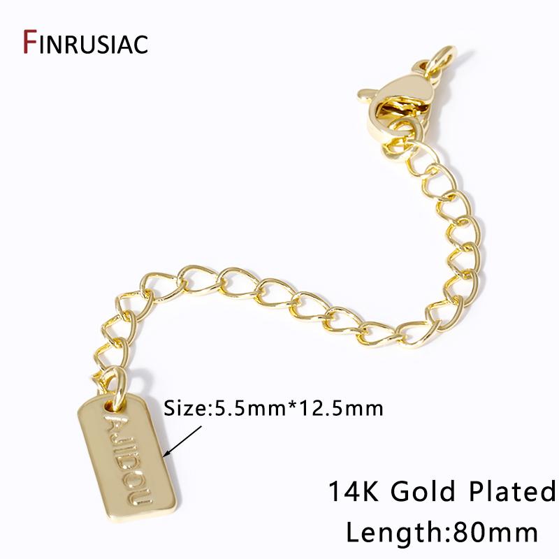 

80mm Extension Tail Chain Lobster Clasp 18K Gold Plated Brass Extension Rectangular Tag Chain For DIY Jewelry Making Supplies 1 piece