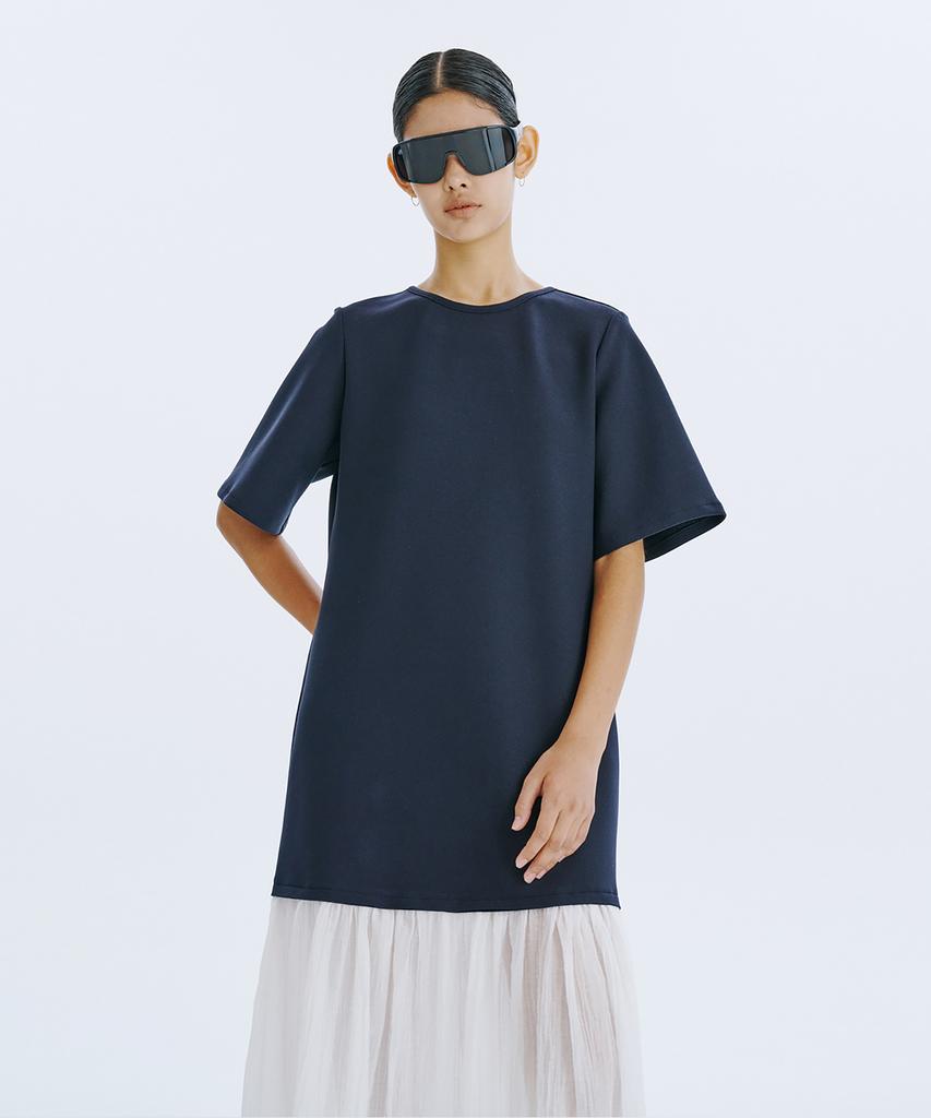 Bundercammer Bare Back Shirring Dress_Navy