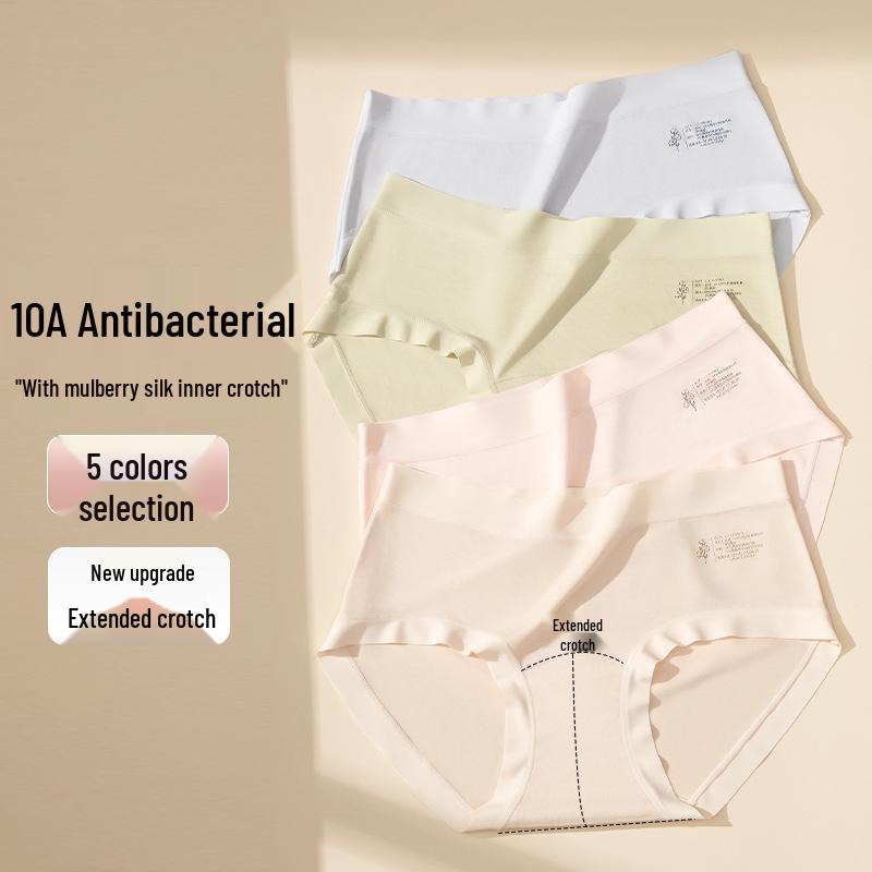 Women's High-Elasticity Seamless Mulberry Silk Underwear with Antibacterial Crotch