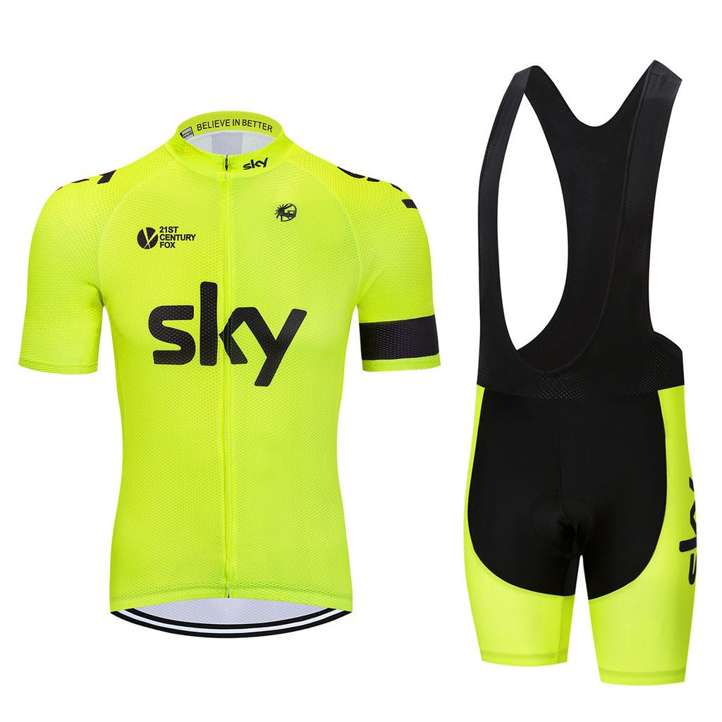 Bicycle Clothing Sky Team Mountain Bike Bicycle Team Edition Cycling Suit Set Strap Short Sleeve Set 2026 Summer Breathable Cycling Suit Set