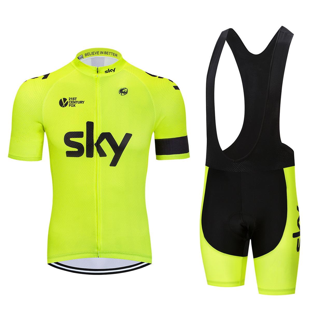 

Bicycle Clothing Sky Team Mountain Bike Bicycle Team Edition Cycling Suit Set Strap Short Sleeve Set 2026 Summer Breathable Cycling Suit Set M
