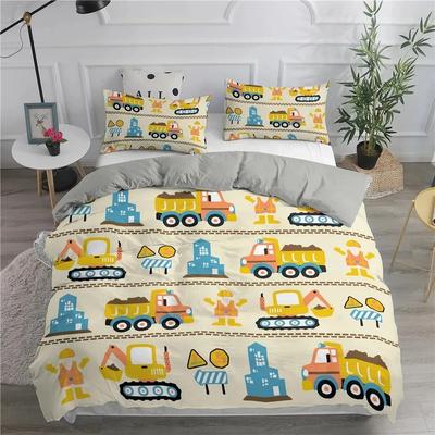 Engineering Vehicle Excavator Duvet Cover Set 2/3 Pcs Boys Girls Twin Queen Size Duvet Cover Pillowcase Bed