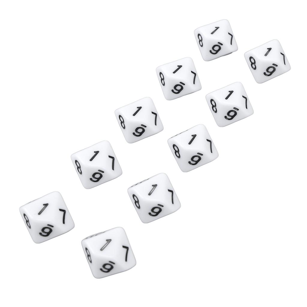 20Pcs Dice 10 Sided Plastic Number Dice Home Decoration Ornament Game Accessory for Party White