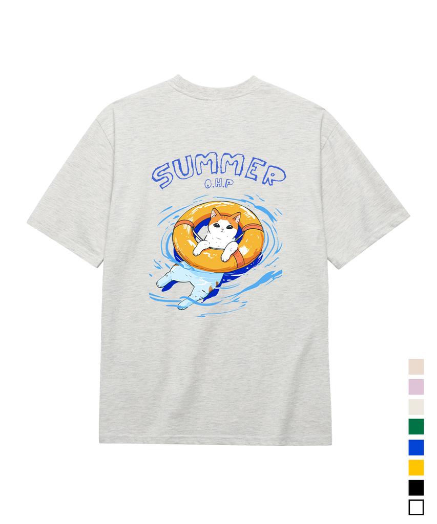 OHP Ohpxharmonia Bwater Play Cat Semi-Oversized Short Sleeve Tee (B Type)