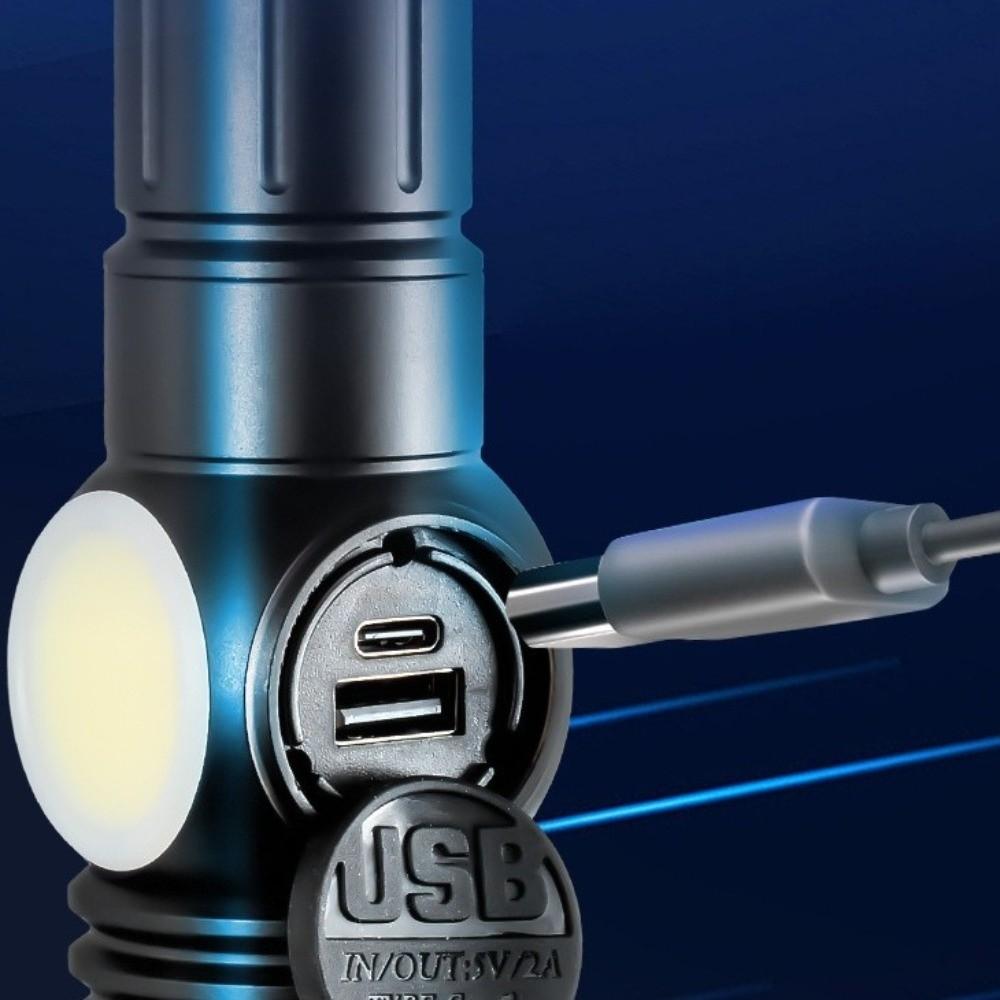 USB Rechargeable LED Flashlight Searchlight Waterproof Camping Light COB Side Lamp Magnetic attraction Portable Lighting Hiking