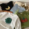 2025 spring children's clothing Japanese T-shirt children's long-sleeved boys and girls three-dimensional sticker fruit bottoming shirt