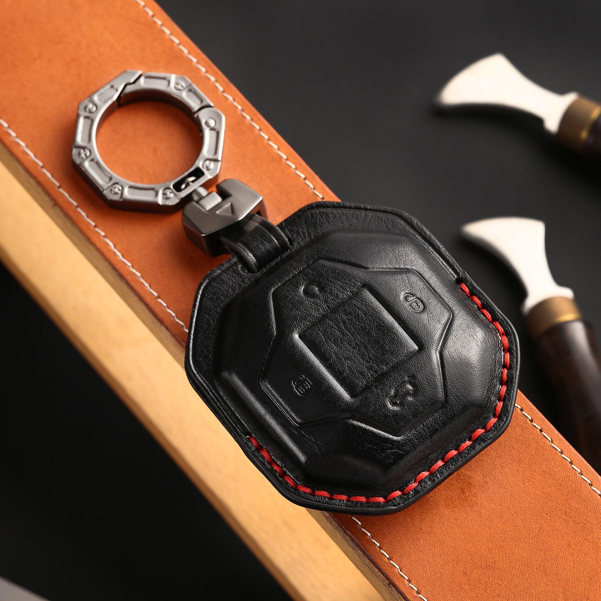 

Подходит для Chery Jietu traveler украшение для ключа, модификация, кожаные автомобильные принадлежности, кожаный 3D трехмерный чёрный