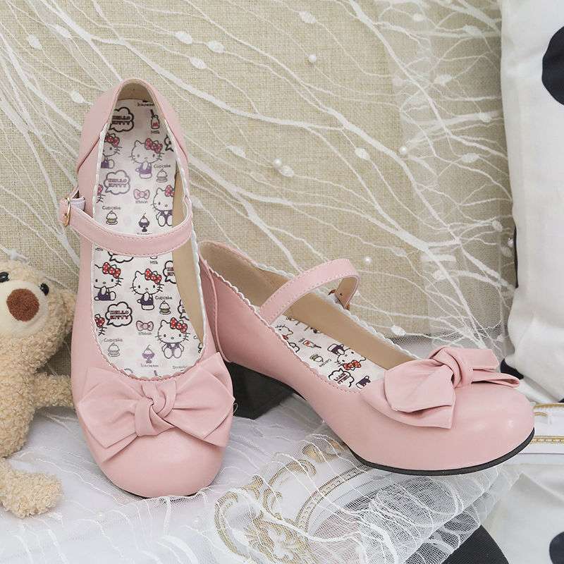 Cute Japanese Lolita round head girl style shoes women's 2025 spring and autumn new bow college thick heel shoes