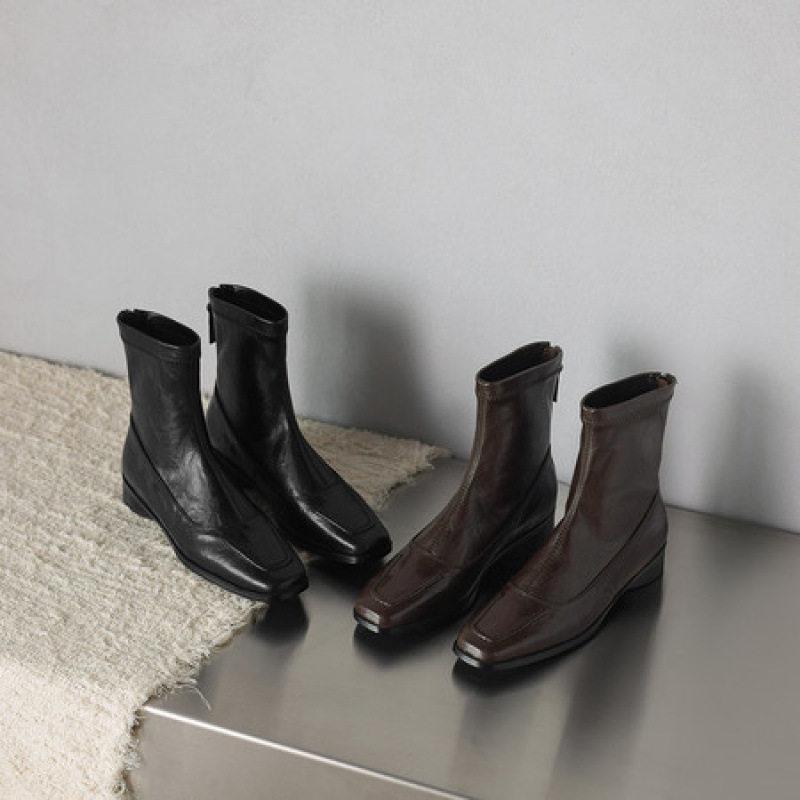 Soft leather version~ Maillard style thick heel short boots women's single boots leather boots high heels Martin boots thin boots women