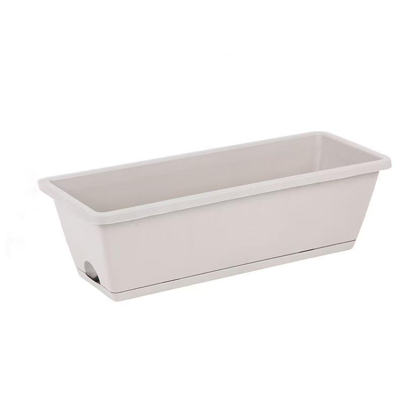 Plastic Planter Trough for Plants - Long Rectangular Flower Box Container with Drainage Holes for Indoor Outdoor Garden Use