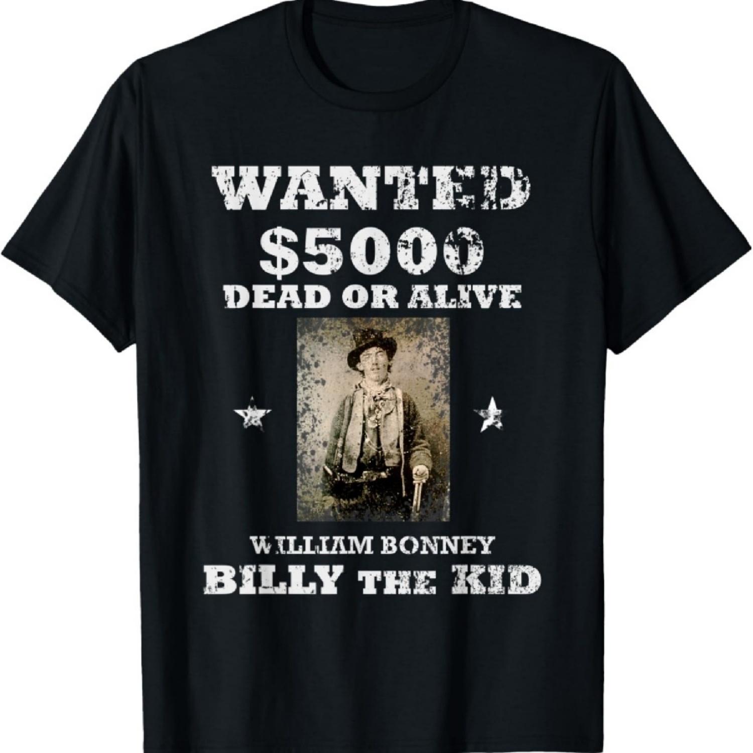

WILD WEST AMERICAN OUTLAW Billy the Kid T-Shirt XXXXXL чорний