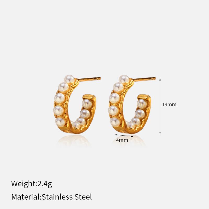 Chenhe Stainless Steel Stud Earrings Light Luxury Jewelry Women's High-end Sense Niche Design Sense Diamond-set C-shaped Earrings Titanium Steel Earri
