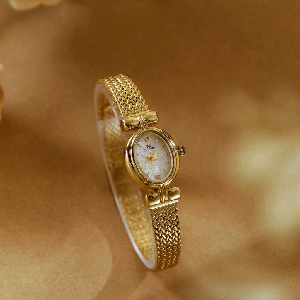 New Original Brand Watch For Woman Oval Gold Mesh Strap Vintage Watch Women Ladies Quartz Watches Luxury Birthday Gifts Women