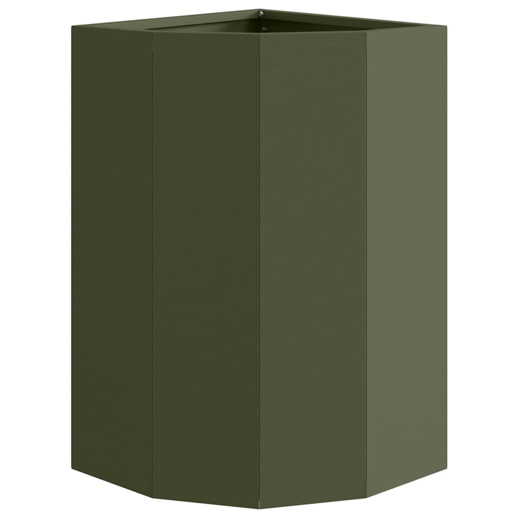 Corner Planter Olive Green 30 x 30 x 50 cm Steel