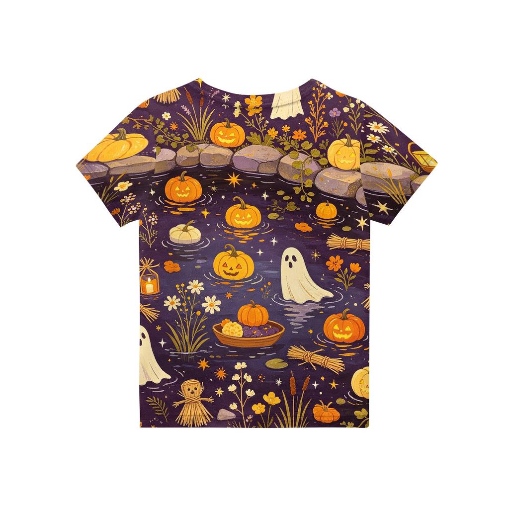 Boys and Girls Halloween T-Shirt - Round Neck Short Sleeve Casual Graphic Tee for Kids