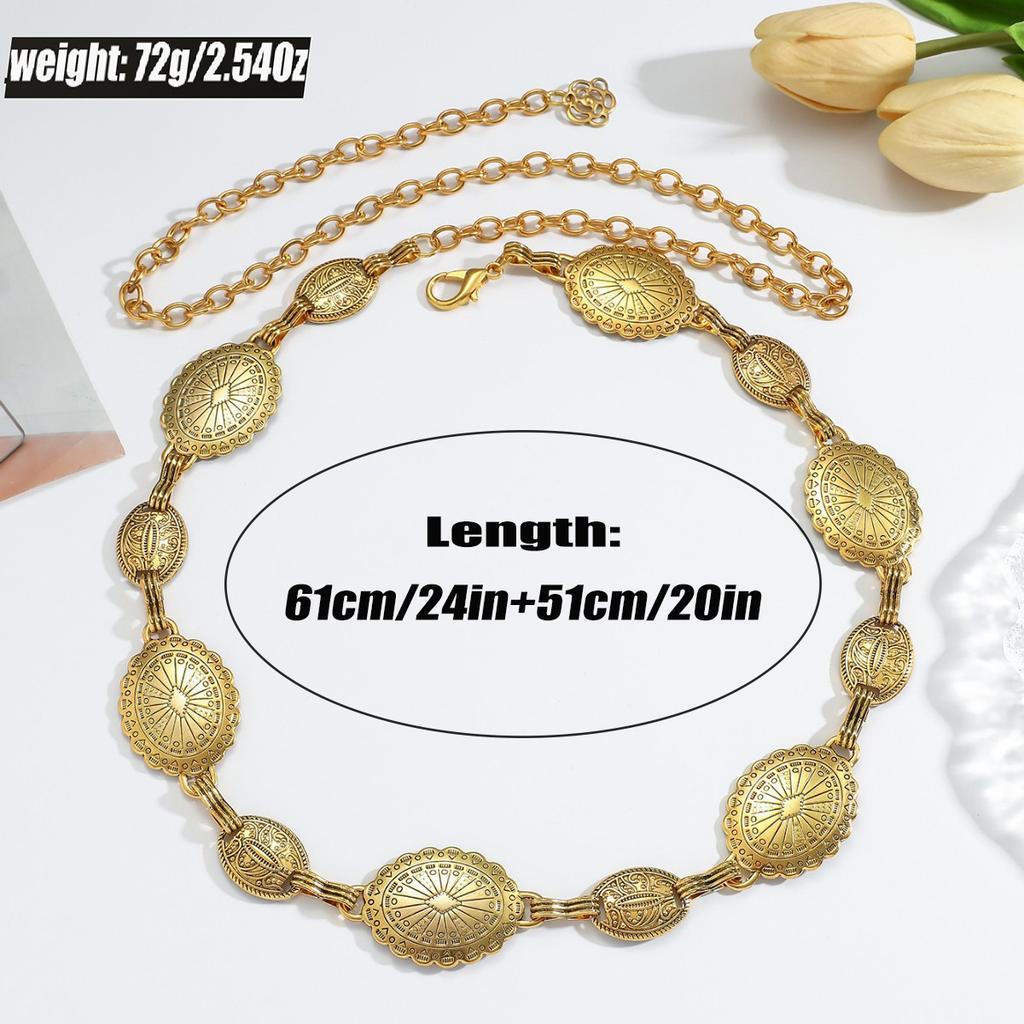 Retro Sun Moon Waist Chain Women's Versatile Gold Belt Body Chain Accessories Women's Fold Wear