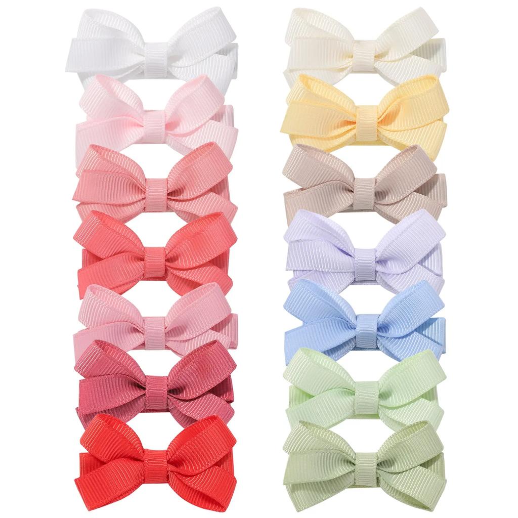 6 st/set Enfärgade Hårspännen med Rosett för Små Flickor Eleganta 2'' Små Hårspännen med Bandrosett Hårnålar Huvudbonader Håraccessoarer