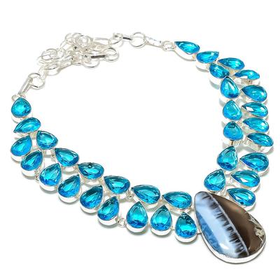 Natural Owyhee Opal,Topaz Handmade 925 Sterling Silver Jewelry Necklace 18" C2q71