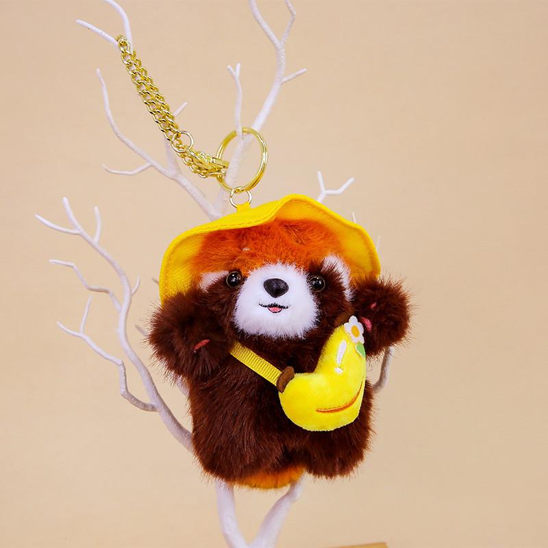 Cute Animal Plush Panda Keychain With Short Plush Filling For Backpack Decor Banana