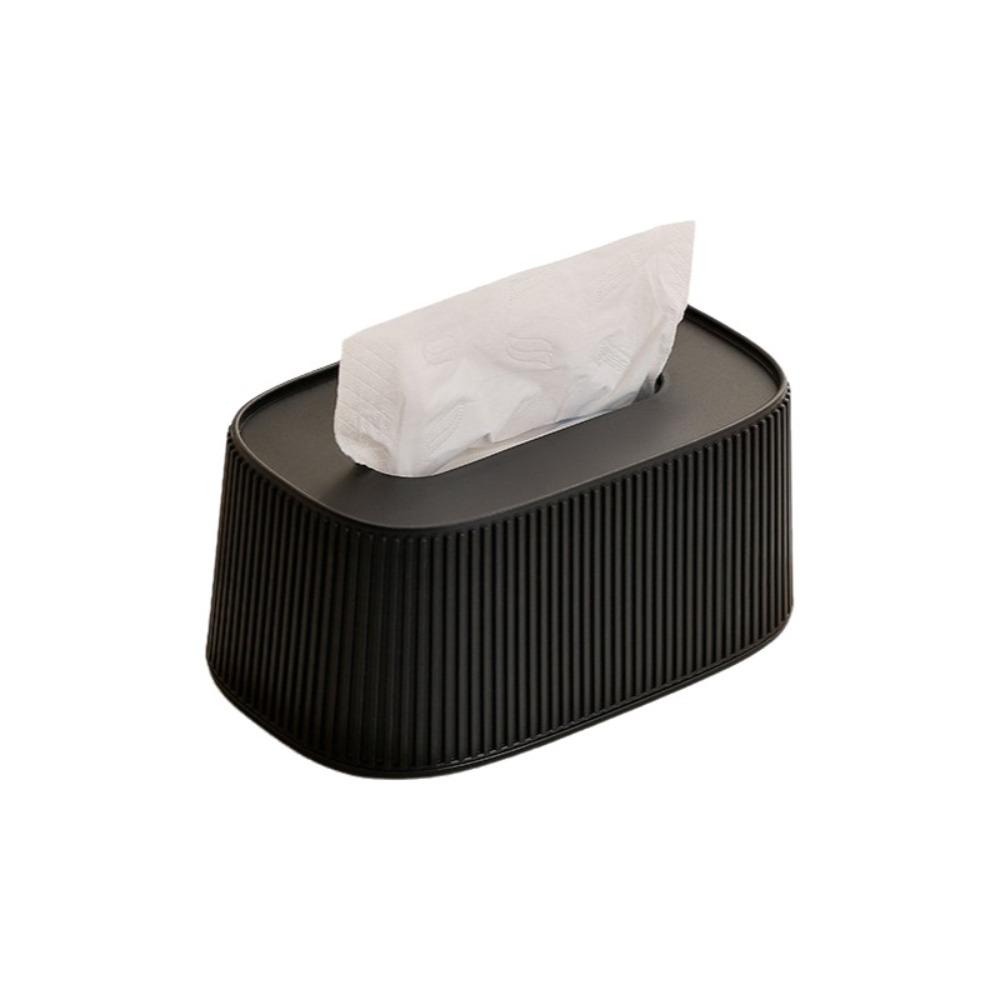 Large Opening Tissue Box with Lid Wooden/Plastic Cover Desktop Tissue Dispenser  Coffee Table Black Plastic Lid