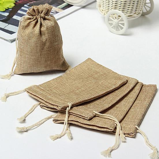 5Pcs Mini Rustic Burlap Bag Drawstring Wedding Party Favor Vintage Sack Pouch