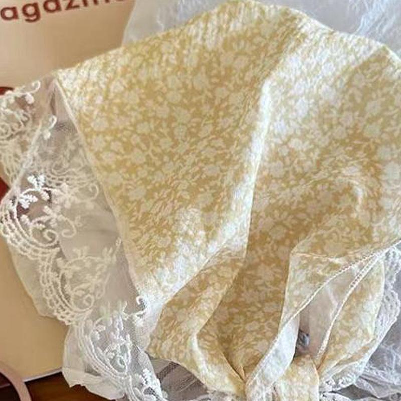 Summer Sweet Retro Lace Hair Scarf Women Pastoral Style Triangle Turban Headband