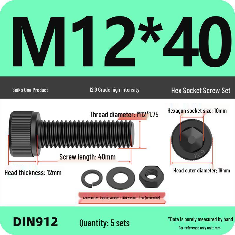 12.9 High Strength Socket Head Cap Screw and Nut Set M8-M16.