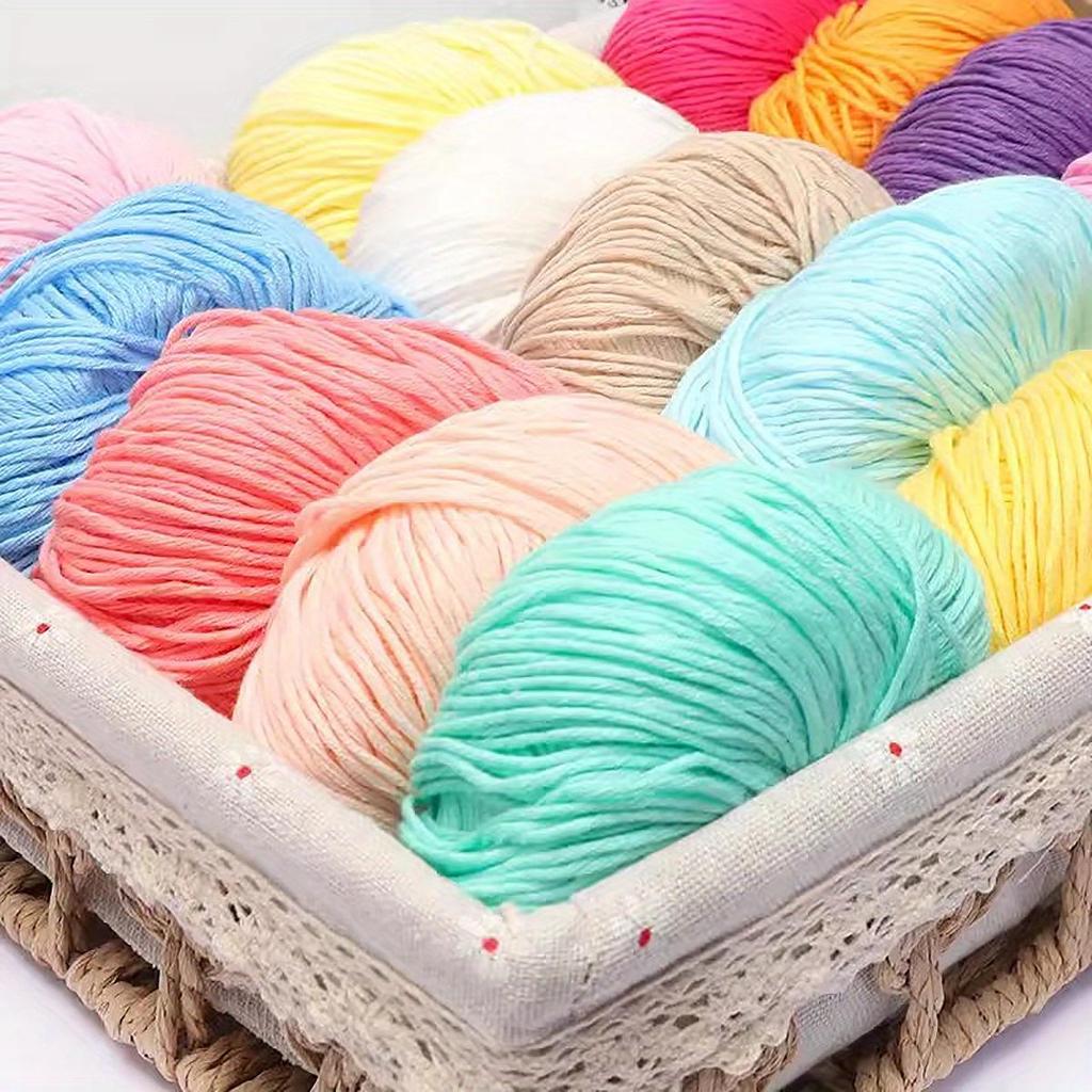 6-Pack Premium Combed Cotton Yarn for Crochet & Knitting - 100% Soft Hand Knitting Yarn, 50g/Skein 125m/Skein, Smooth Craft Yarn for DIY Home Projects