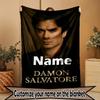 Custom Name Personalized Damon Salvatore Print Blanket, Home Decor, Bedroom, Sofa, Camping, Couch, Gifts for Birthday Christmas