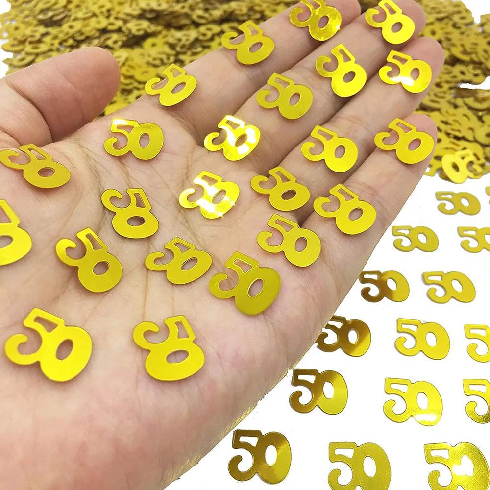 15g/Bag Digital Gold Confetti Glitter Number 18/21/30/40/50/60/70 Paper Scraps Birthday Party Anniversary Wedding Decoration