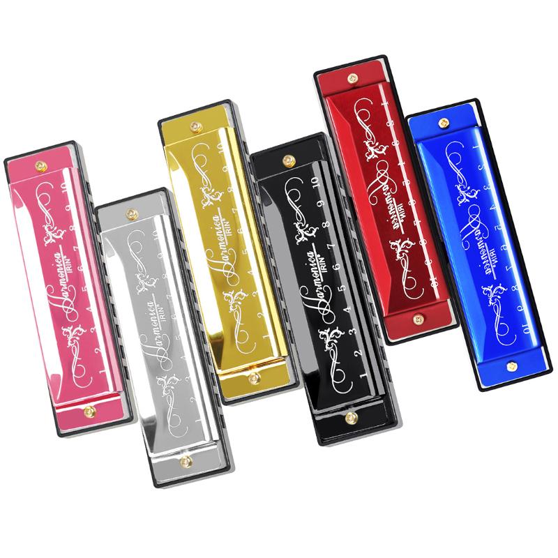 1-Piece Colorful Harmonica 10 Hole 20 Tone C Key ABS Eco-friendly Plastic Parts in Red Silver Black