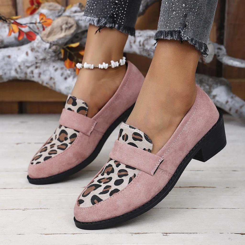 Fashion Women Shoes Leopard Splicing Flat Casual Shoes Brand Slip On Loafers Vulcanized Shoes Walking Single Sneakers Women 2025
