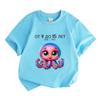 Kids 4-15 Years 100% Cotton Crew Neck Short Sleeve T-Shirt, Cute Cartoon Octopus Printed Casual Summer Top for Boys Girls, Size 104-170 Breathable Sof