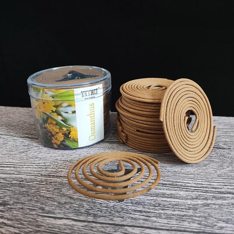 Encens en Spirale Bois de Santal Naturel 48 Plaques/boîte Lavande Jasmin Rose Parfum Aromathérapie Intérieur Brûleur Indien Bouddhiste