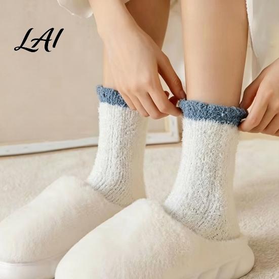 Warm Winter Gift for Women Thickened Plush Socks Women Soft Coral Fleece Slipper with Velvet Towel Bottom Cushioning Thermal Floor Autumn