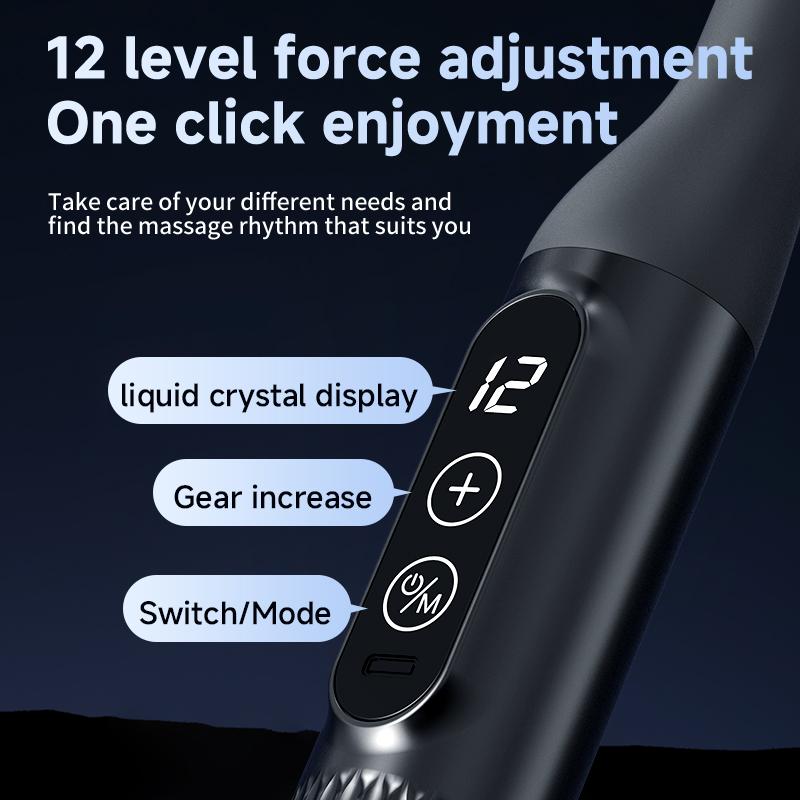 Portable Long-Handle Handheld Deep Tissue Massager Fascia Gun with Adjustable Speed Percussion for Body Neck Back Leg